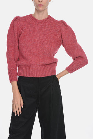 Alpaca-wool EMMA Crewneck Sweater with Puffed Sleeves