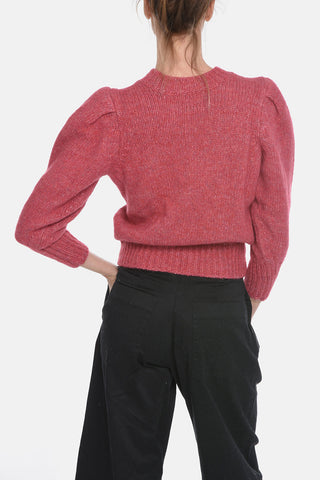 Alpaca-wool EMMA Crewneck Sweater with Puffed Sleeves
