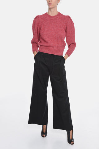 Alpaca-wool EMMA Crewneck Sweater with Puffed Sleeves