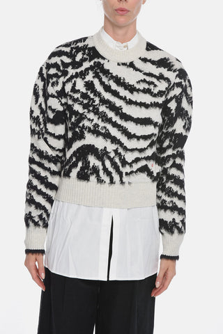 Mohair-blend Crewneck Sweater with Embroidered Logo