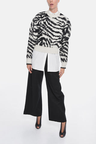 Mohair-blend Crewneck Sweater with Embroidered Logo