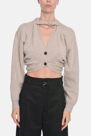 Cardigan Crop Tie Neck in Misto Lana