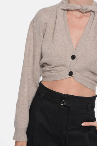 Cardigan Crop Tie Neck in Misto Lana