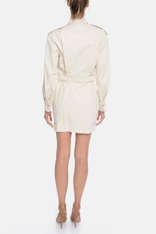 Compact-cotton Midi Dress with Front Zip