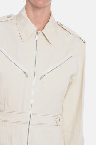 Compact-cotton Midi Dress with Front Zip