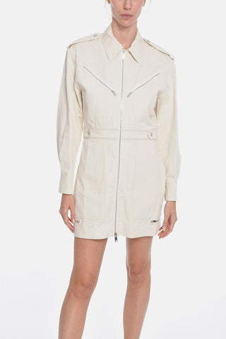 Compact-cotton Midi Dress with Front Zip