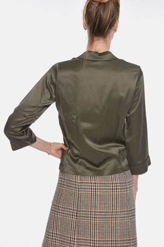 Silk-satin Shirt with Contrasting Trimmings