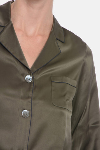 Silk-satin Shirt with Contrasting Trimmings