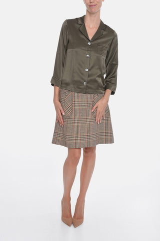 Silk-satin Shirt with Contrasting Trimmings