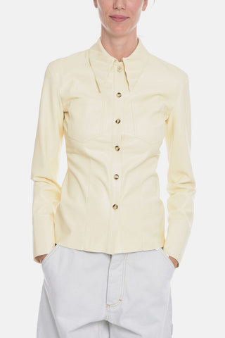 Vegan Leather PRIYA Shirt with Pleated Collar