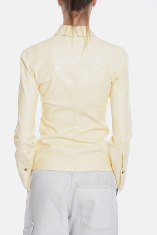 Vegan Leather PRIYA Shirt with Pleated Collar
