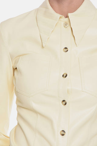 Vegan Leather PRIYA Shirt with Pleated Collar