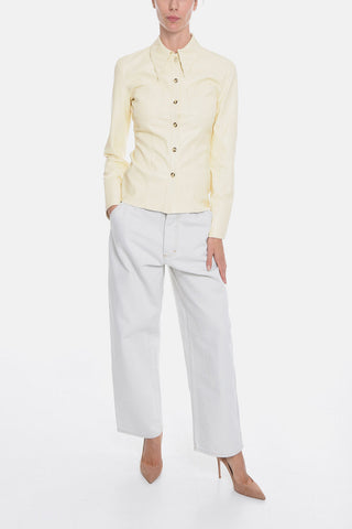 Vegan Leather PRIYA Shirt with Pleated Collar
