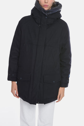 LORO PIANA Virgin Wool TUNDRA Down Jacket with Hood and Hidden Closure