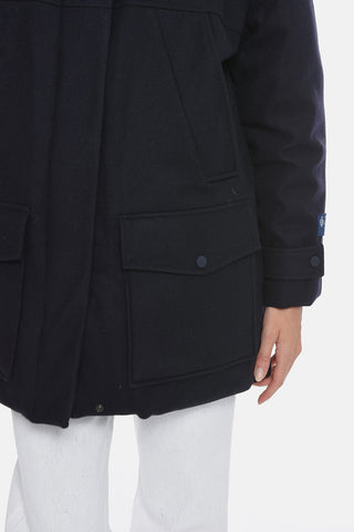 LORO PIANA Virgin Wool TUNDRA Down Jacket with Hood and Hidden Closure