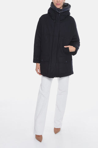 LORO PIANA Virgin Wool TUNDRA Down Jacket with Hood and Hidden Closure