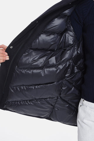 LORO PIANA Virgin Wool TUNDRA Down Jacket with Hood and Hidden Closure
