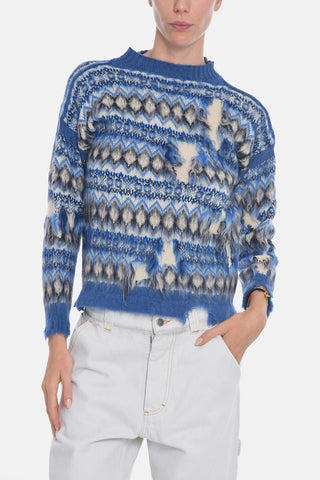 Maglia FAIR ISLE Distressed in Misto Lana
