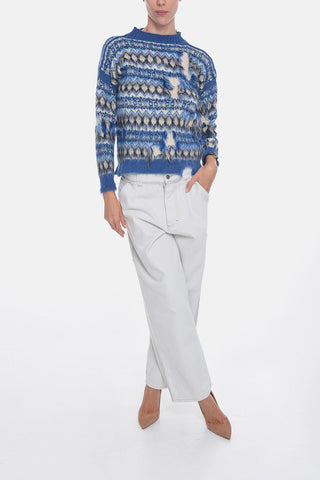 Maglia FAIR ISLE Distressed in Misto Lana