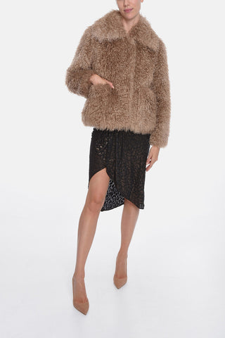 Mohair-blend LEA Furry Jacket with Oversized Silhouette