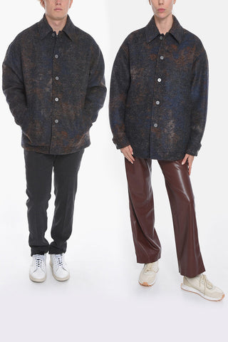UNISEX MCQ NO.9 Wool Blend Multicolored Coat with Collar