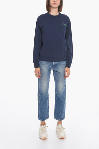 Crew-Neck Sweatshirt with Maxi Flower On the Back