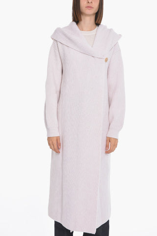 Wool Blend Wrap Cardigan with Hood