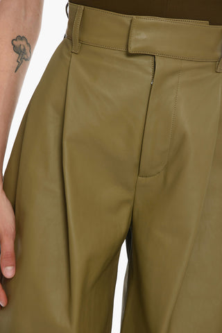 Double-pleated SEMIPLONGE Leather Pants