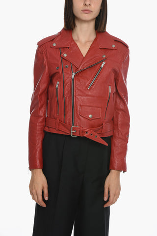 Chiodo Crop in Pelle Martellata