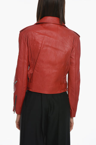 Chiodo Crop in Pelle Martellata