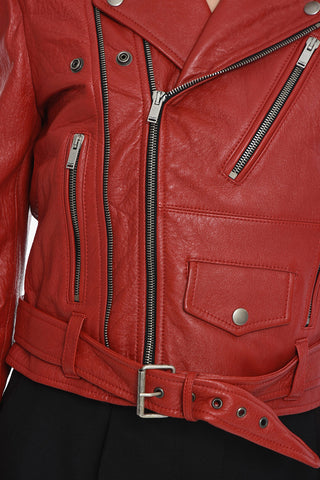 Chiodo Crop in Pelle Martellata