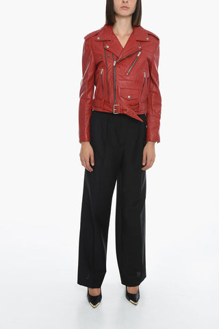 Chiodo Crop in Pelle Martellata