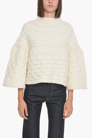 Wool Blend HORIZONTAL CABLE Pullover
