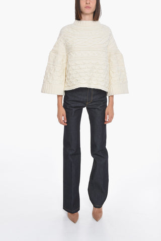 Wool Blend HORIZONTAL CABLE Pullover