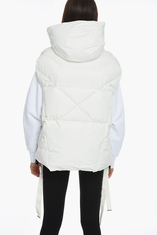 Sleeveless Tweed Jacket with Hood