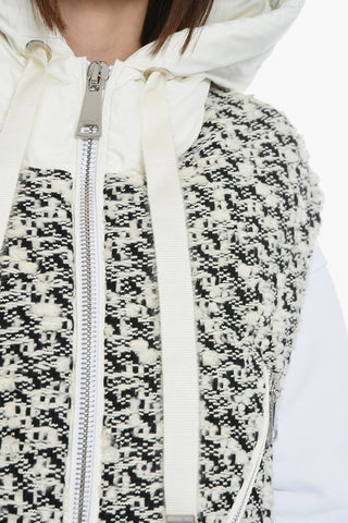 Sleeveless Tweed Jacket with Hood