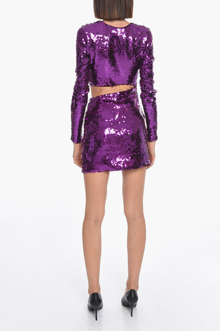 Sequined Mini Dress with Waist Cut-out