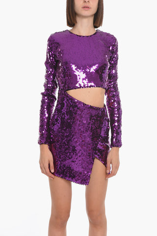 Sequined Mini Dress with Waist Cut-out