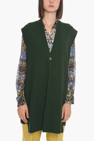 Cardigan Smanicato in Misto Lana Vergine
