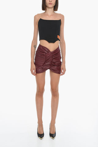 Soft-leather KOS Ruched Miniskirt