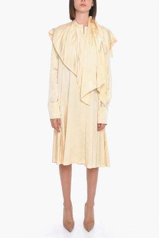 Viscose Pleated Dress with Self-tie Detail
