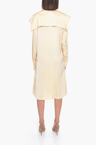 Viscose Pleated Dress with Self-tie Detail