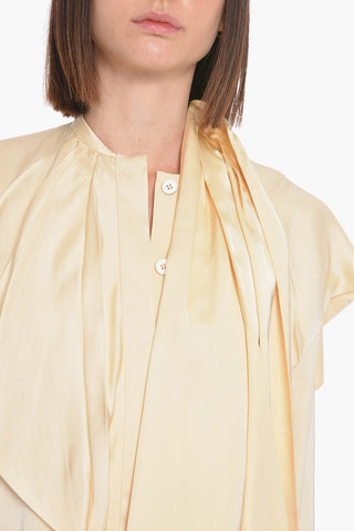 Viscose Pleated Dress with Self-tie Detail