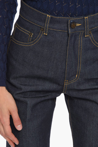 High-waisted Flared Dark-washed Denims