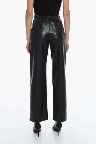 Vegan Leather CALIE Pants with Waist Drawstring