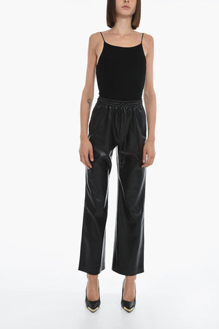 Vegan Leather CALIE Pants with Waist Drawstring