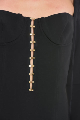 Long-sleeved Stretched Mini Dress with Bustier