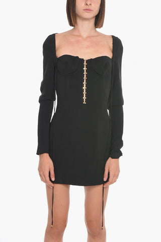 Long-sleeved Stretched Mini Dress with Bustier