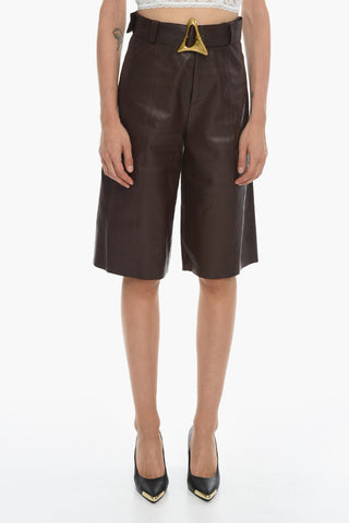 Soft-leather LORA Belted Shorts
