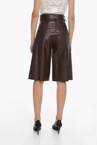 Soft-leather LORA Belted Shorts